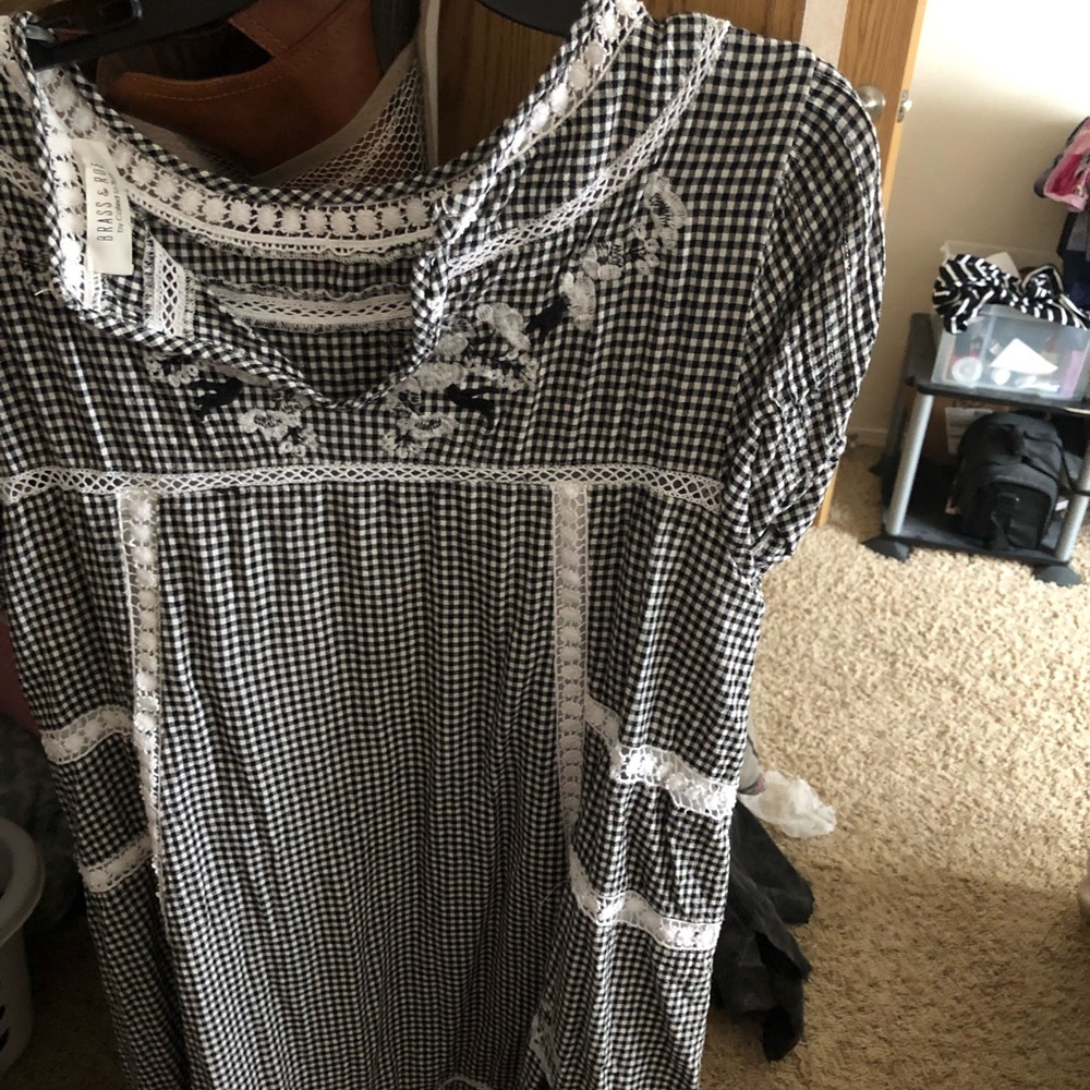 Black checkered lace dress